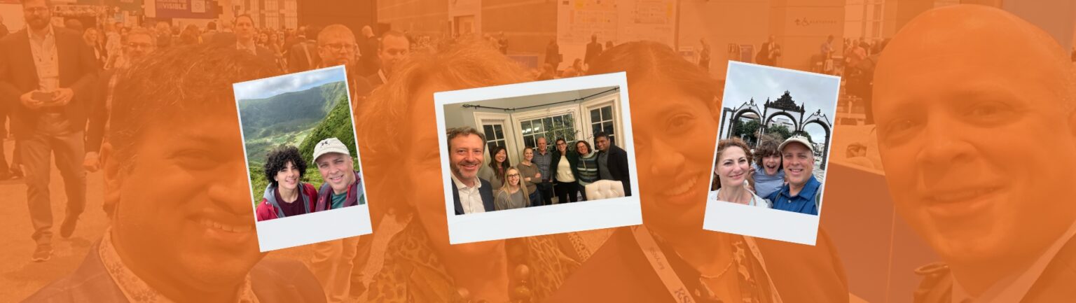 set of 3 images one of Dr. Poff with his son, another with RP collegues, and the last with him, his wife and son.