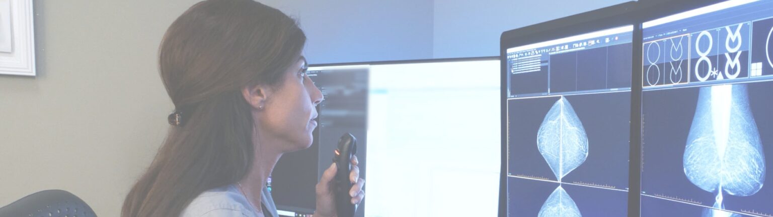 Dr. B examining a mammography image