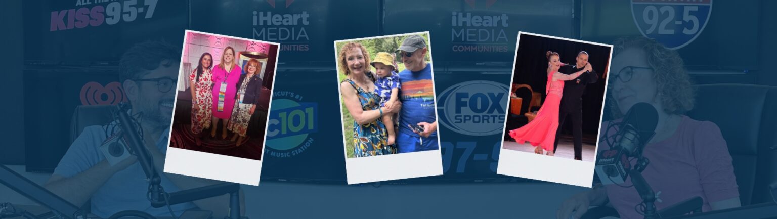 header with 3 different snapshots of Dr. Weigert; one of her posing with two other women, one of her holding a young boy, and the last of her dancing with her partner.