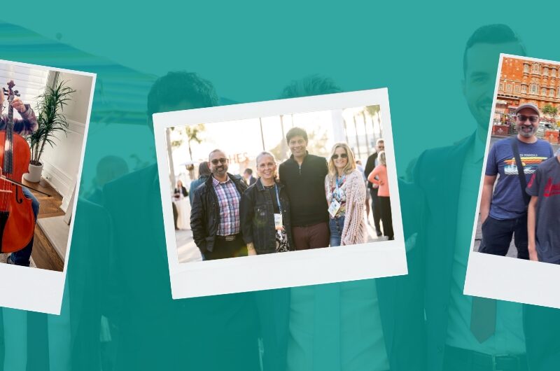 header with 3 different snapshots of Dr. Reddy with his family, colleagues, and playing the cello.